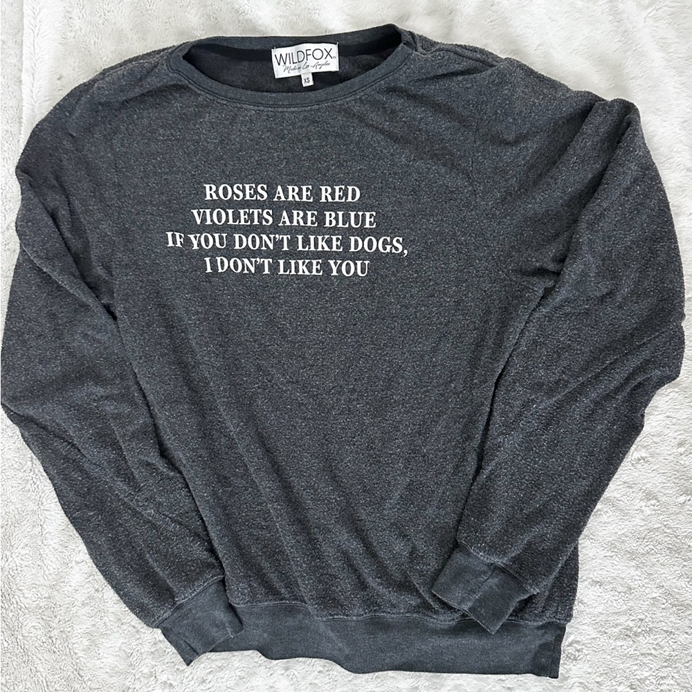 WILDFOX Roses are Red Dogs Quoted Jumper